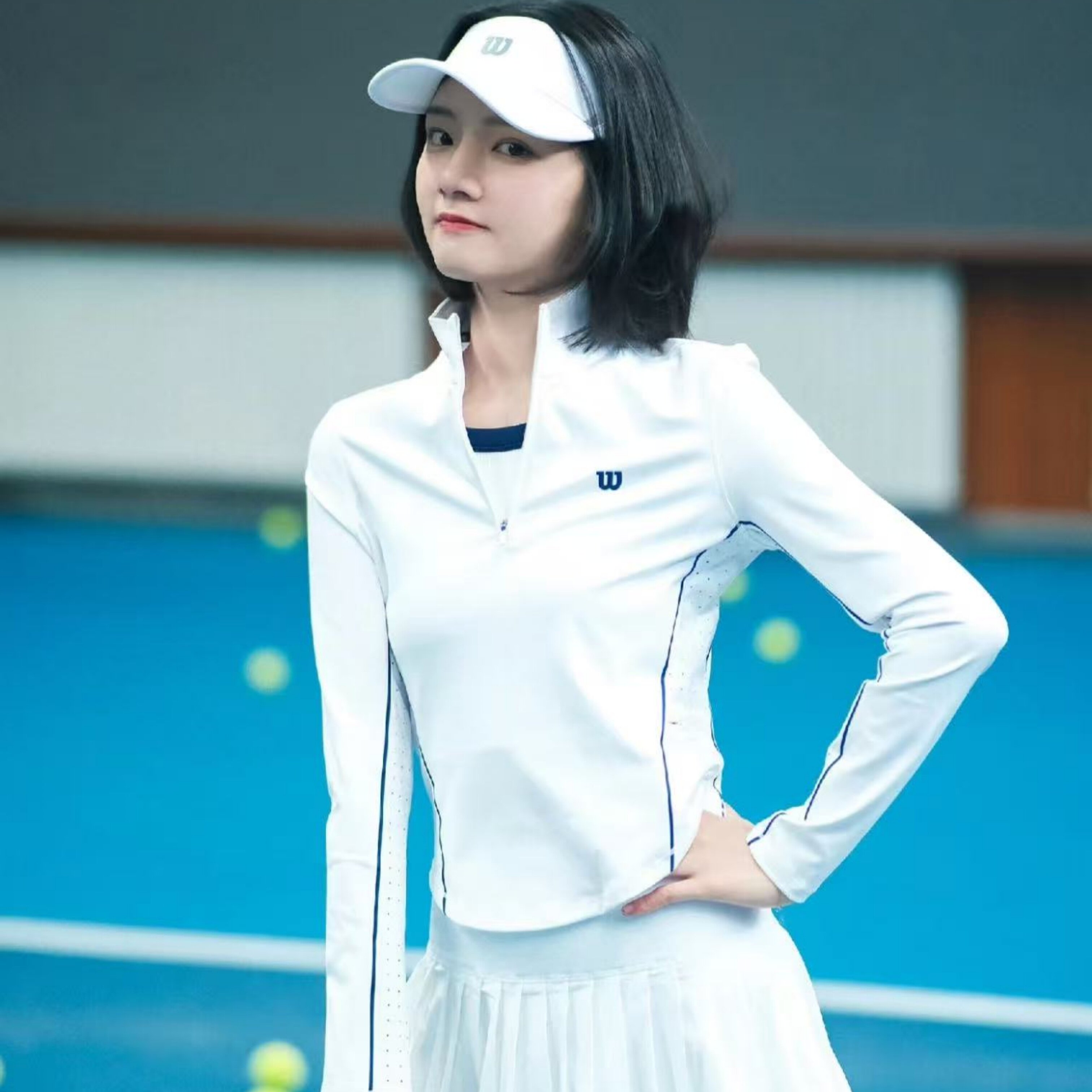 威尔胜Wilson女士健身半拉链运动网球针织长袖WW00191331WTA