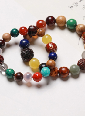 【壮的响亮】福运百色多彩多宝珠手链手串饰品七彩手链八宝手串