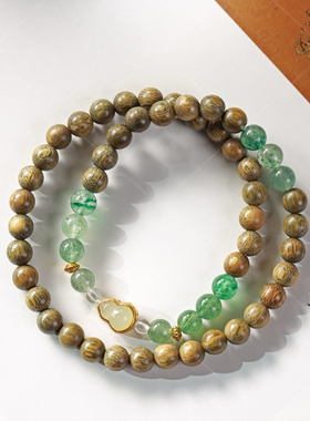 【壮的响亮】翠影流光绿檀/绿草莓晶沙金葫芦/手链手串饰品新中式