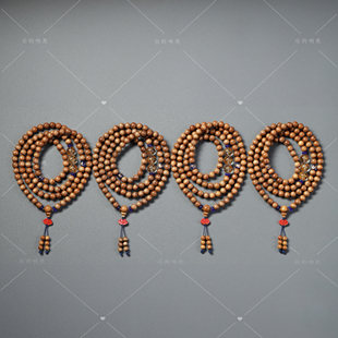 金丝楠木白水晶 三合欢喜 响亮 108颗本命年手串 壮