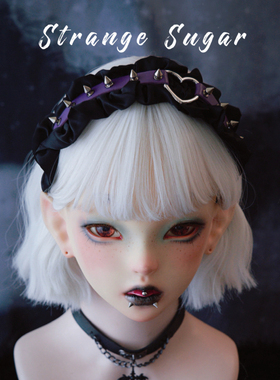 怪糖饰物集原创手工爱心铆钉皮扣褶皱发箍头箍亚文化暗黑黑紫色