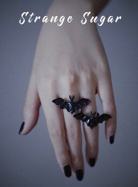 怪糖饰物集优选款暗黑哥特少女蝙蝠戒指可调节万圣节x