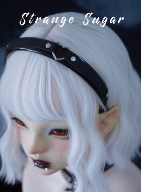 怪糖饰物集原创手工铆钉发箍头箍白色暗黑亚文化仿皮