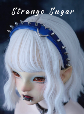 怪糖饰物集原创手工铆钉发箍头箍白色暗黑亚文化仿皮蓝色