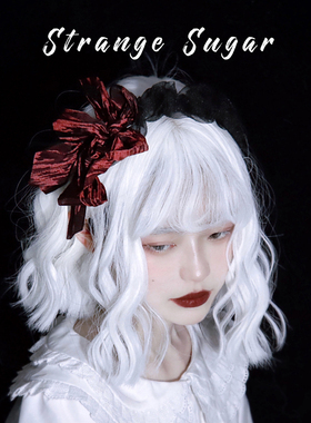 怪糖饰物集原创手工发箍蝴蝶结黑色酒红褶皱哥特lolita暗黑kc