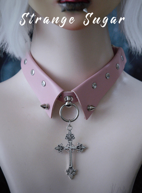 怪糖饰物集原创假领choker颈链粉