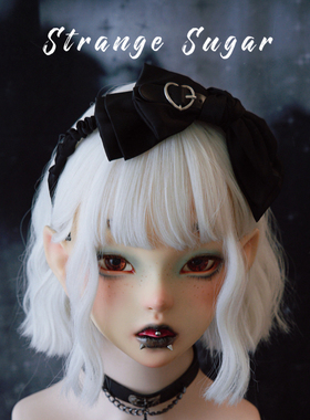 怪糖饰物集原创手工皮扣缎面蝴蝶结褶皱发箍头箍亚文化暗黑黑色