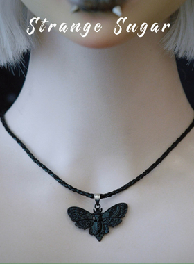 怪糖饰物集原创黑色飞蛾编织项链