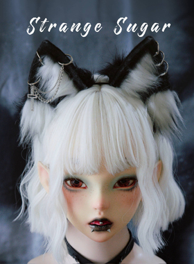 怪糖饰物集原创手工黑白狼狗狼耳发箍头箍猫耳甜酷亚文化黑色cos