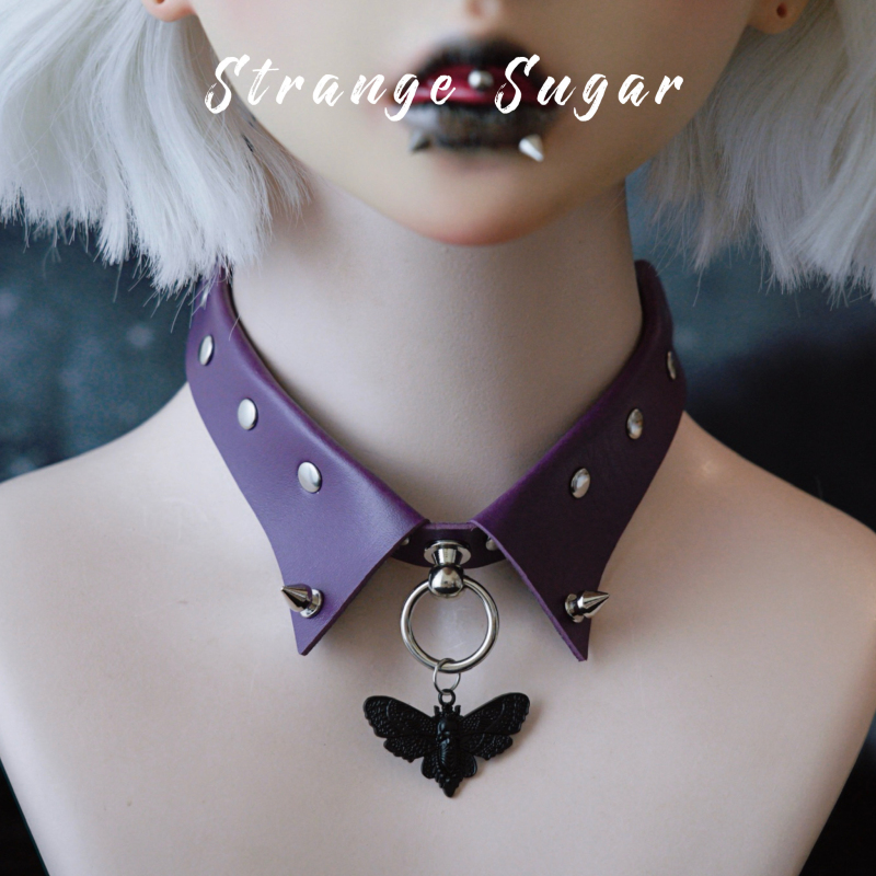 怪糖饰物集原创黑飞蛾假领式颈链