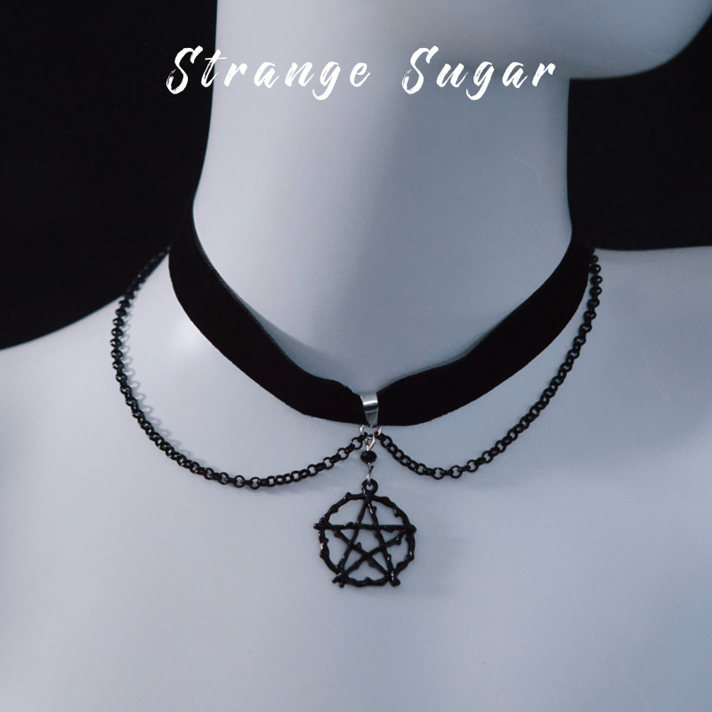 怪糖饰物集原创五芒星丝绒颈链