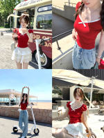 Q女家 可露丽甜莓/显白超绝！亲肤天丝莫代尔修身T恤红色上衣夏季 thumbnail 3
