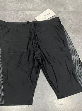 FeAs男速干侧边字母印花防晒专业竞赛中腰男士成人五分平角游泳裤