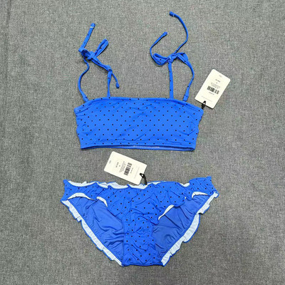 出口欧美女士成人抹胸防滑双肩带绑蝴蝶结比基尼多样裤分体游泳衣
