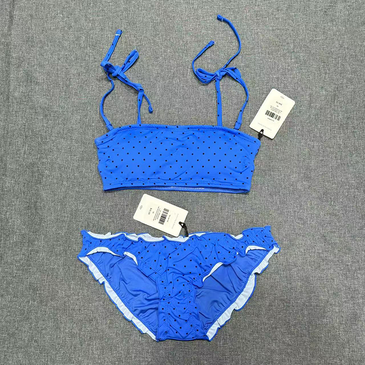 出口欧美女士成人抹胸防滑双肩带绑蝴蝶结比基尼多样裤分体游泳衣