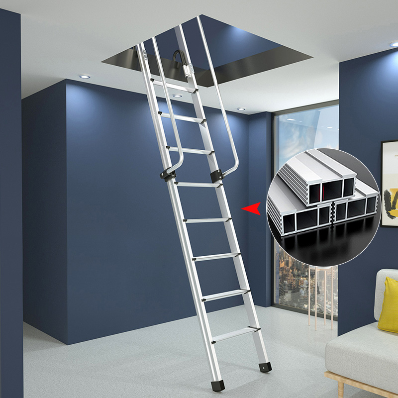 室内家用贴墙折叠楼梯别墅复式阁楼多功能户外工程扶手梯子可定制