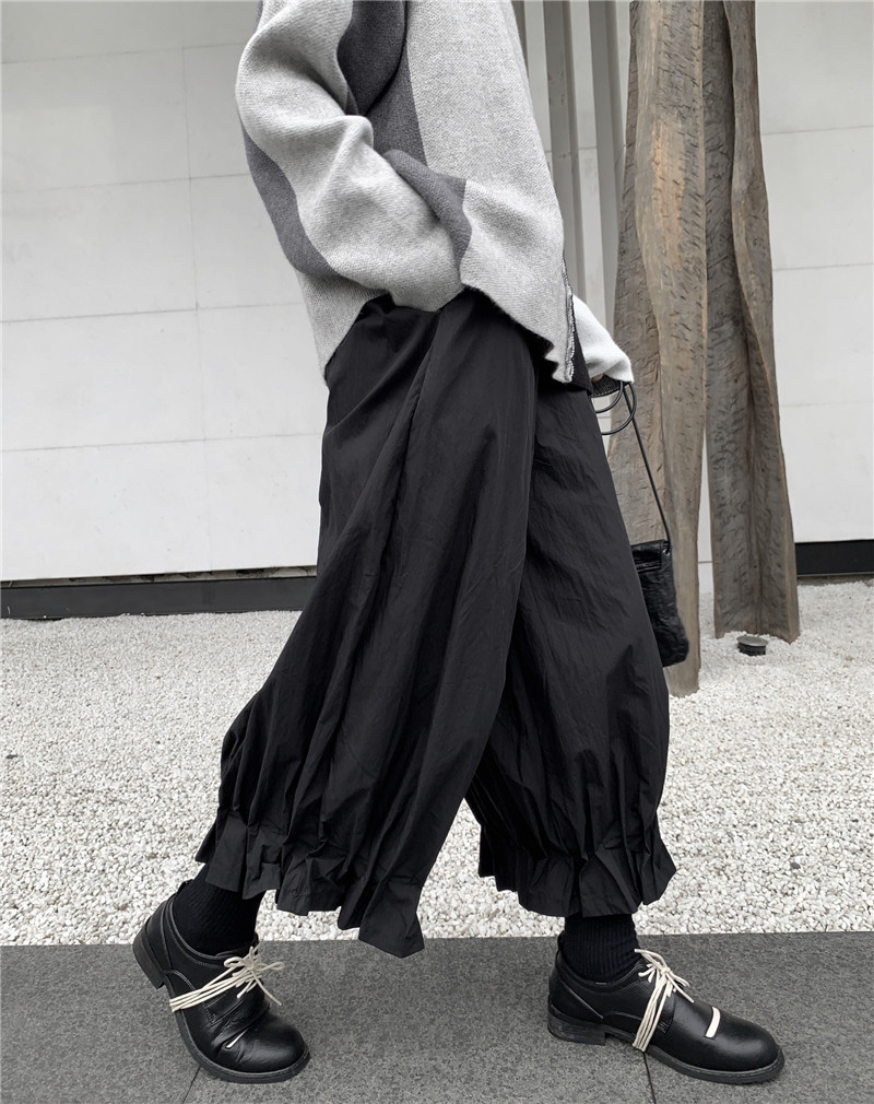 BLACK AND WHITE暗黑加厚加绒花苞裤宽松女直筒冬季新款休闲裤