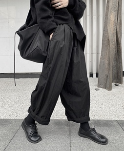 保暖直筒显瘦九分裤 肆野暗黑山本风小众设计感休闲裤 加厚加绒冬季