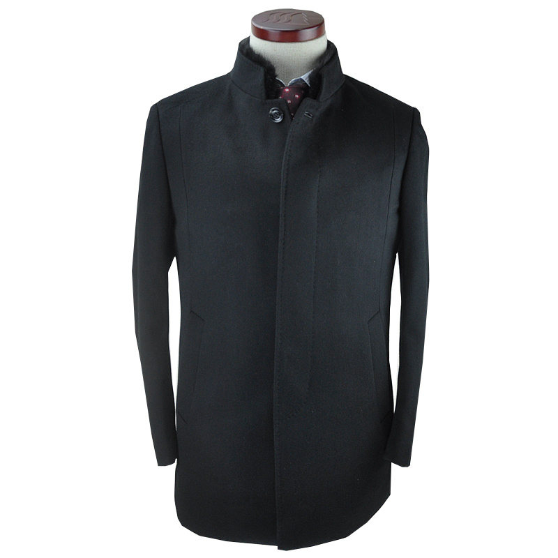 杉杉专柜冬季新品男纯羊毛水貂毛领兔毛内胆棉大衣尼克服D665056