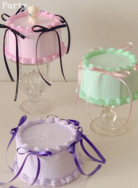 网红ins风手打蝴蝶结蛋糕食物装饰插牌甜品台布置生日高级感蜡烛