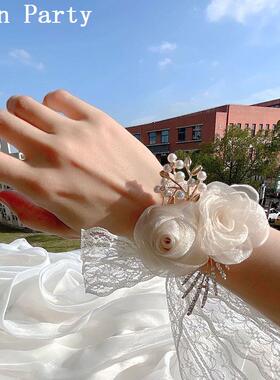 韩式伴娘手腕花新娘姐妹团手花森系婚礼父母新郎伴郎胸花结婚手环