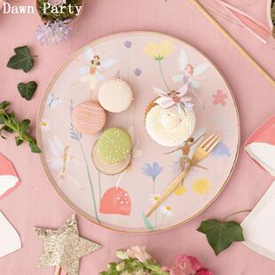 新款仙子纸盘派对套装一次性纸盘套装生日派对聚会精灵主题纸