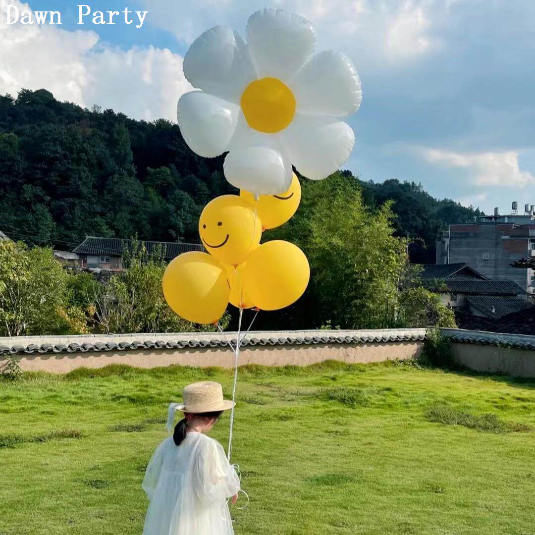 韩国ins风菊花雏菊铝膜气球太阳花拍照道具宝宝儿童百日派对装饰
