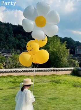 韩国ins风菊花雏菊铝膜气球太阳花拍照道具宝宝儿童百日派对装饰