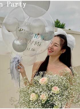 小红书高透明波波球灯bobo球网红情人节惊喜羽毛套球商场装饰气球