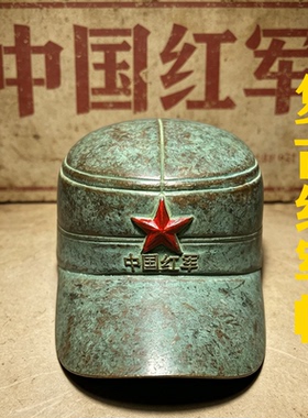 黄铜复古精雕铜帽红色文件装饰
