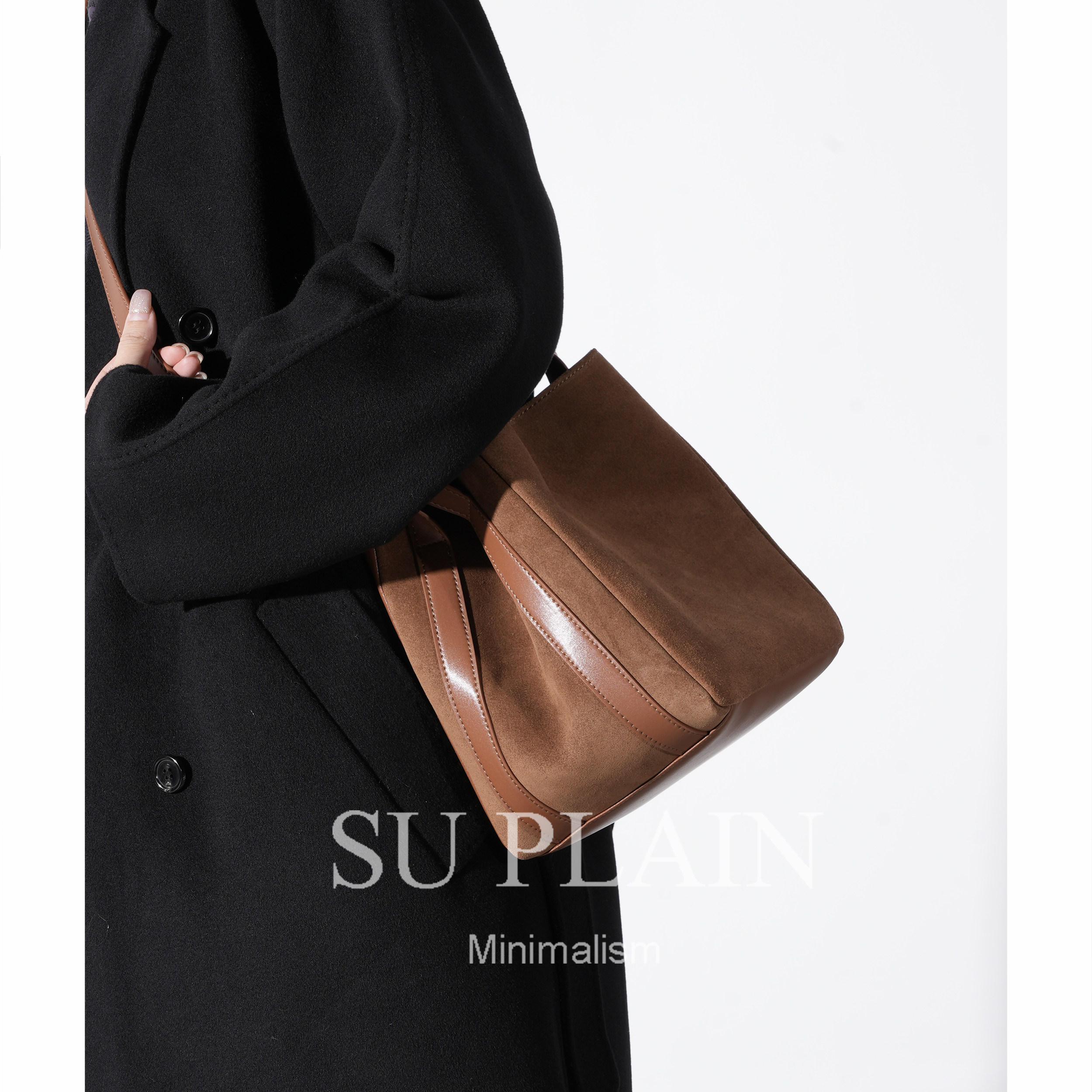 SUPLAIN/SUPLAIN四面背百变休闲水桶包单肩斜跨手提包通勤女包