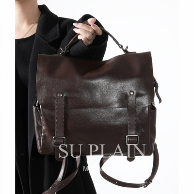 SUPLAIN/SUPLAIN复古风头层植鞣牛皮潮流双肩包女真皮秋冬新款