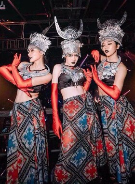 夜店酒吧民族风派对gogo演出服女苗族头饰秀中国风性感DS领舞服装