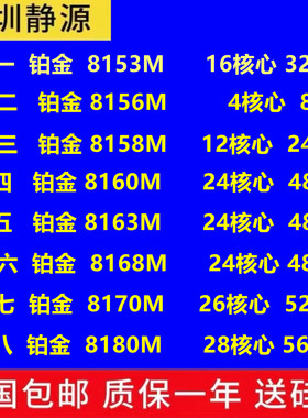 Intel8153 8156 8158 8160 8163 8168 8170 8176 8180 3647针 CPU