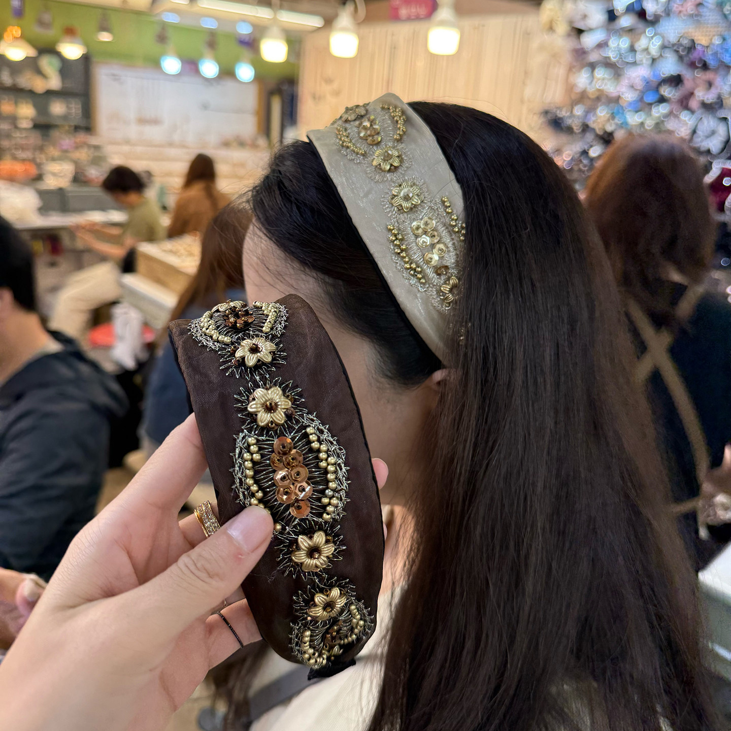 韩国进口东大门新款刺绣立体发箍头饰头箍手工发卡配饰女图片