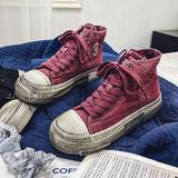 B218-2387-P70学生男高帮运动休闲潮流厚底帆布鞋2024，男鞋帆布鞋，电商B218