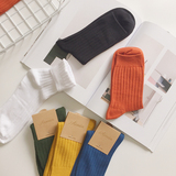 B218-WZ22-P5秋冬常备款情侣男女款中筒棉袜子吸湿排汗纯色条纹袜，袜子，电商B218