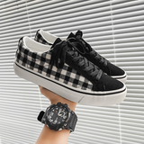 B218-1828-P50秋新款情侣潮流韩版复古透气休闲棋盘格男女帆布鞋，男鞋帆布鞋，电商B218