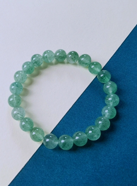 天然绿草莓晶手链女款单圈甜美星光白水体草莓晶手串桃花水晶饰品