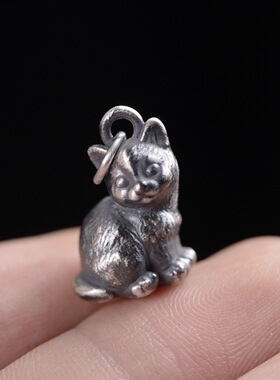 云尚服饰 足银复古时尚可爱小猫咪颈饰项坠 女文艺气质花猫吊坠