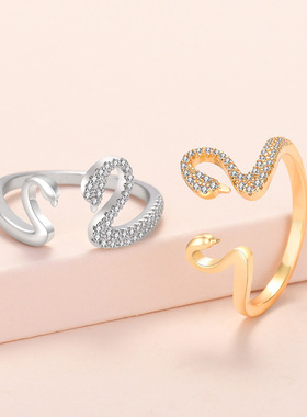 云尚服饰天鹅钩针左右手带线戒指 左撇子钩针带线戒指开口指环