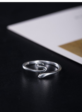 云尚服饰s925银日韩气质简约灵蛇钩针带线戒指环开口饰品