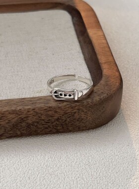 云尚服饰S925纯银爱心皮带扣戒指女时尚食指戒小众设计感开口指环