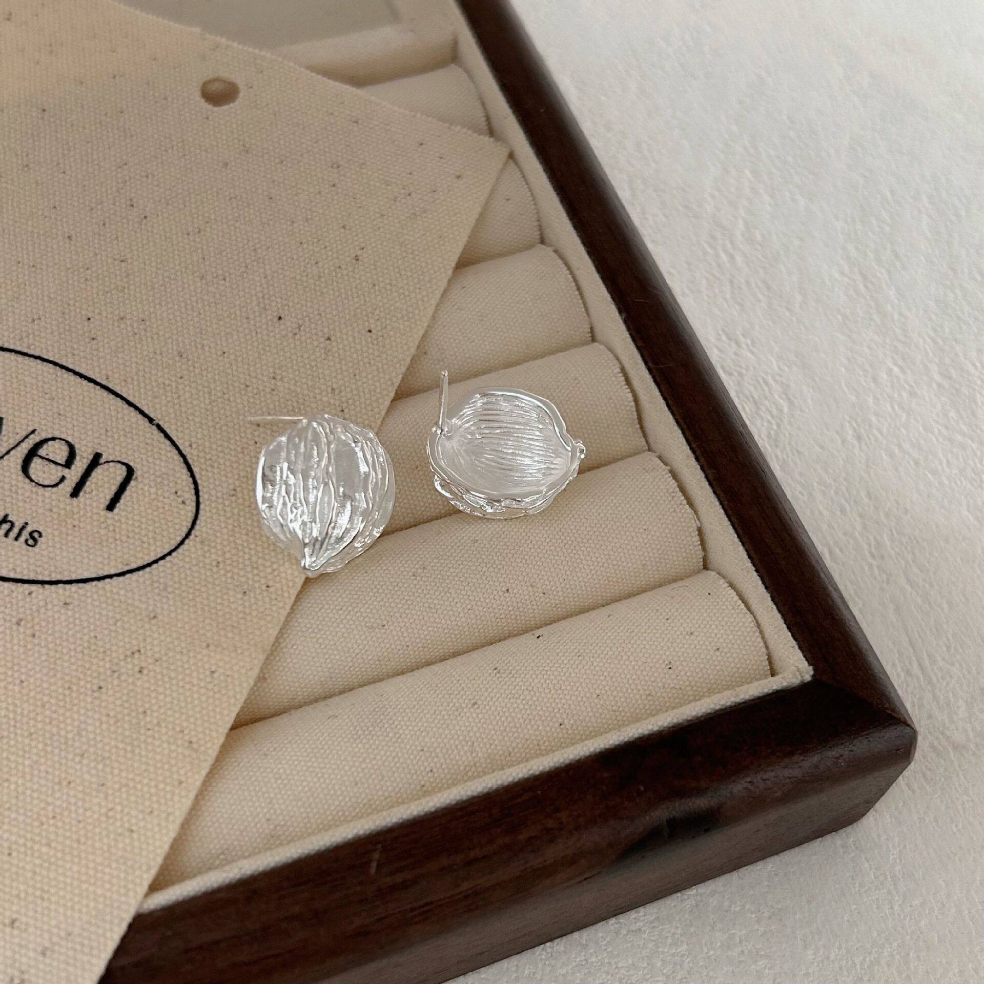 云尚服饰S925纯银重工几何不规则球形耳环韩国新款小众耳环耳饰