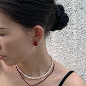 FEEI STUDIO新年红玛瑙珍珠小众设计感高级轻奢气质高品相耳环女