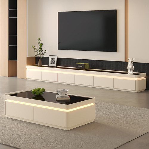 胜林家居旗舰店奶油风电视柜茶几