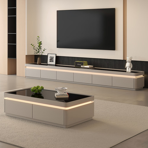 胜林现代轻奢玻璃台面电视柜