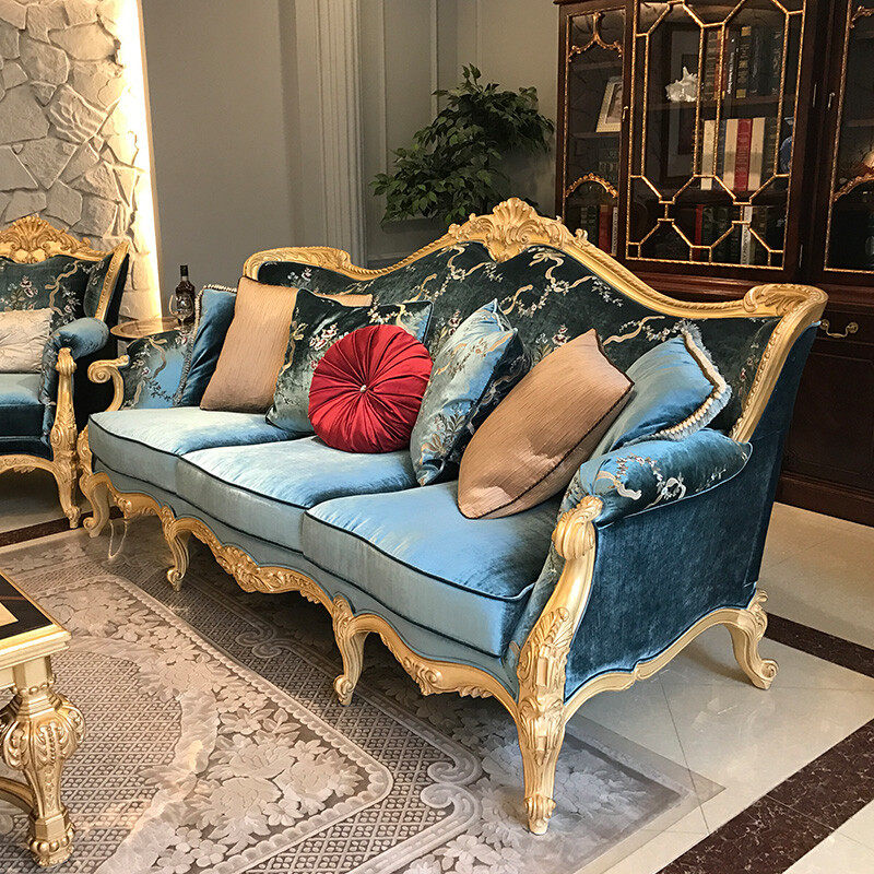 欧式沙发客厅组合别墅实木奢华小户型法式轻奢三人布艺宫廷家具