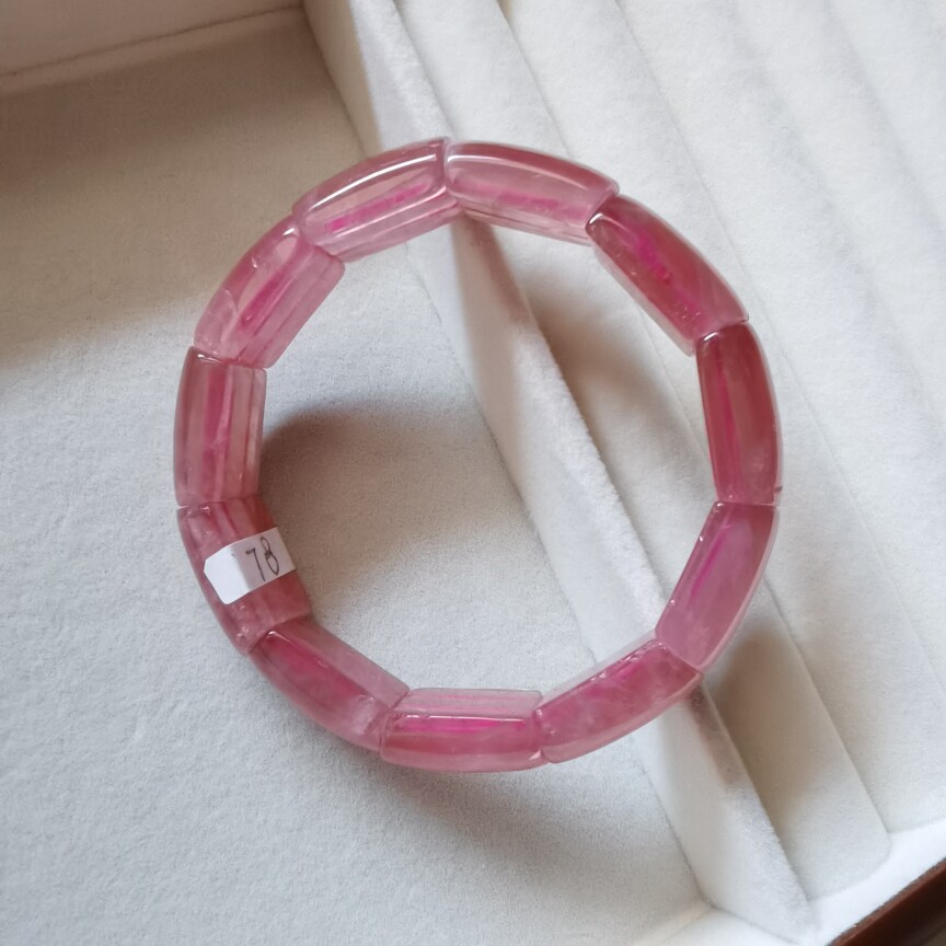 马粉手排一物一图 天然马粉手排手镯 粉晶手牌女