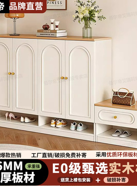 鞋柜家用门口换鞋凳一体大容量玄关柜走廊楼道实木鞋架简约收纳柜